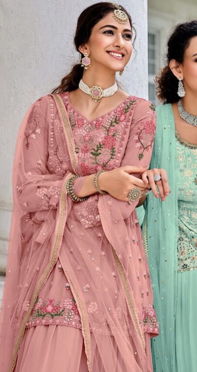 Pink Embroidered Sharara Suit Salwar Kameez Designer Collection