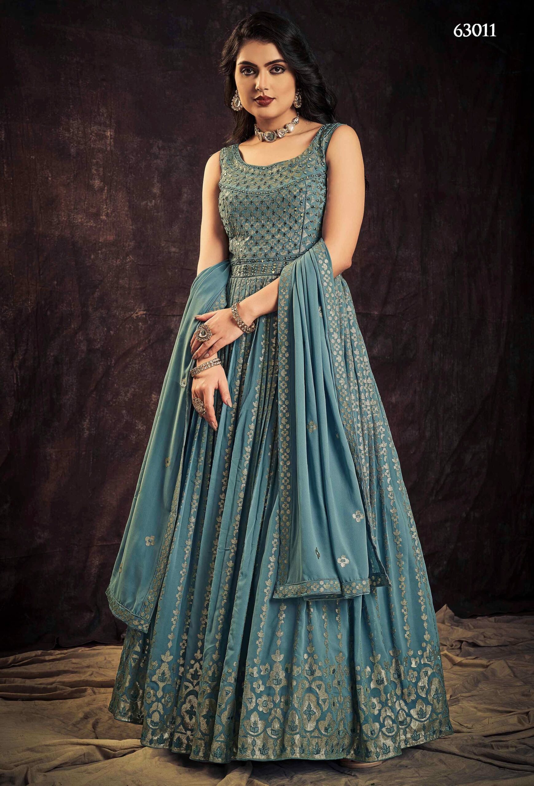 Blue Georgette Embroidered Anarkali Suit - Salwar Kameez Designer ...