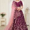 Wine Embroidered Lehenga Choli