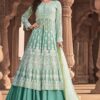 Mint Blue Lucknowi Viscose Georgette Lehenga Kameez