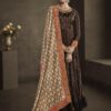 Brown Silky Satin Georgette Anarkali Suit