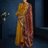 Mustard Silky Satin Georgette Anarkali Suit