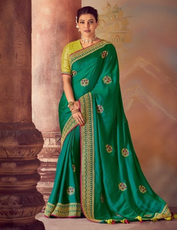 Green Embroidered Fancy Silk Saree - Sarees Designer Collection