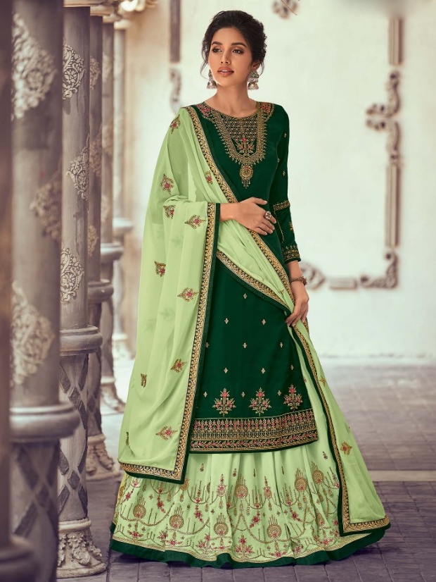 Green Embroidered Lehenga Suit - Lehengas Designer Collection