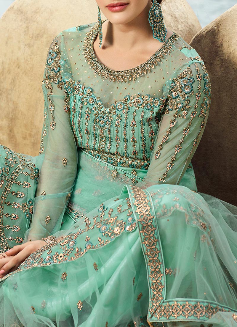 Wedding Wear Embroidered Plazo Type Anarkali Long Semi Stitched Salwar Suit  at Rs 1999.00 | Anarkali Salwar Kameez, Frock Suit, Anarkali Salwar Suits,  Latest Designer Anarkali Suits, Readymade Anarkali Suits online -