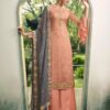 Peach Ruffle Sleeve Palazzo Kameez Suit