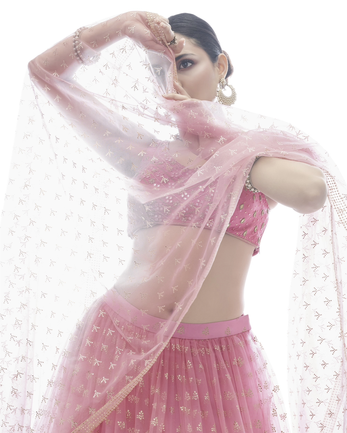 Pink Net Sangeet Lehenga Choli