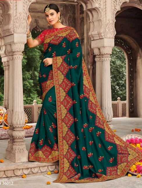 Green Wedding Wear Saree - Sarees Designer Collection