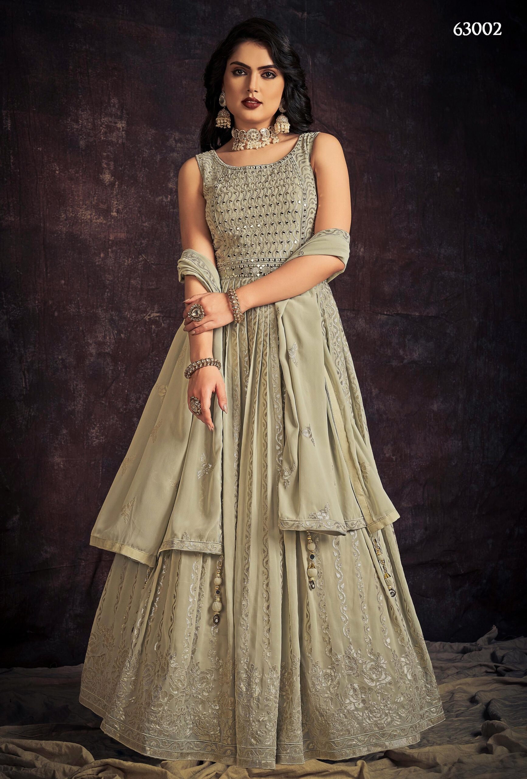 Pista Georgette Embroidered Anarkali Suit - Salwar Kameez Designer ...