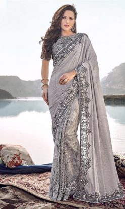 Black Swarovski Work Party Wear Saree