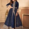 Blue Georgette Embroidered Front Slit Anarkali Suit