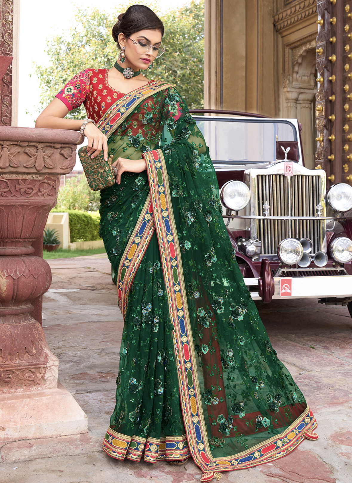 Heavy work outlet wedding saree