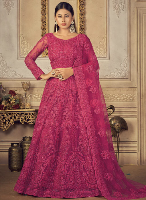 Pink Net Sangeet Lehenga Choli