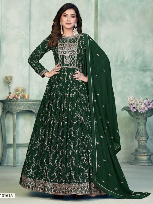 Green Abaya Style Embroidered Anarkali Suit - Salwar Kameez Designer ...