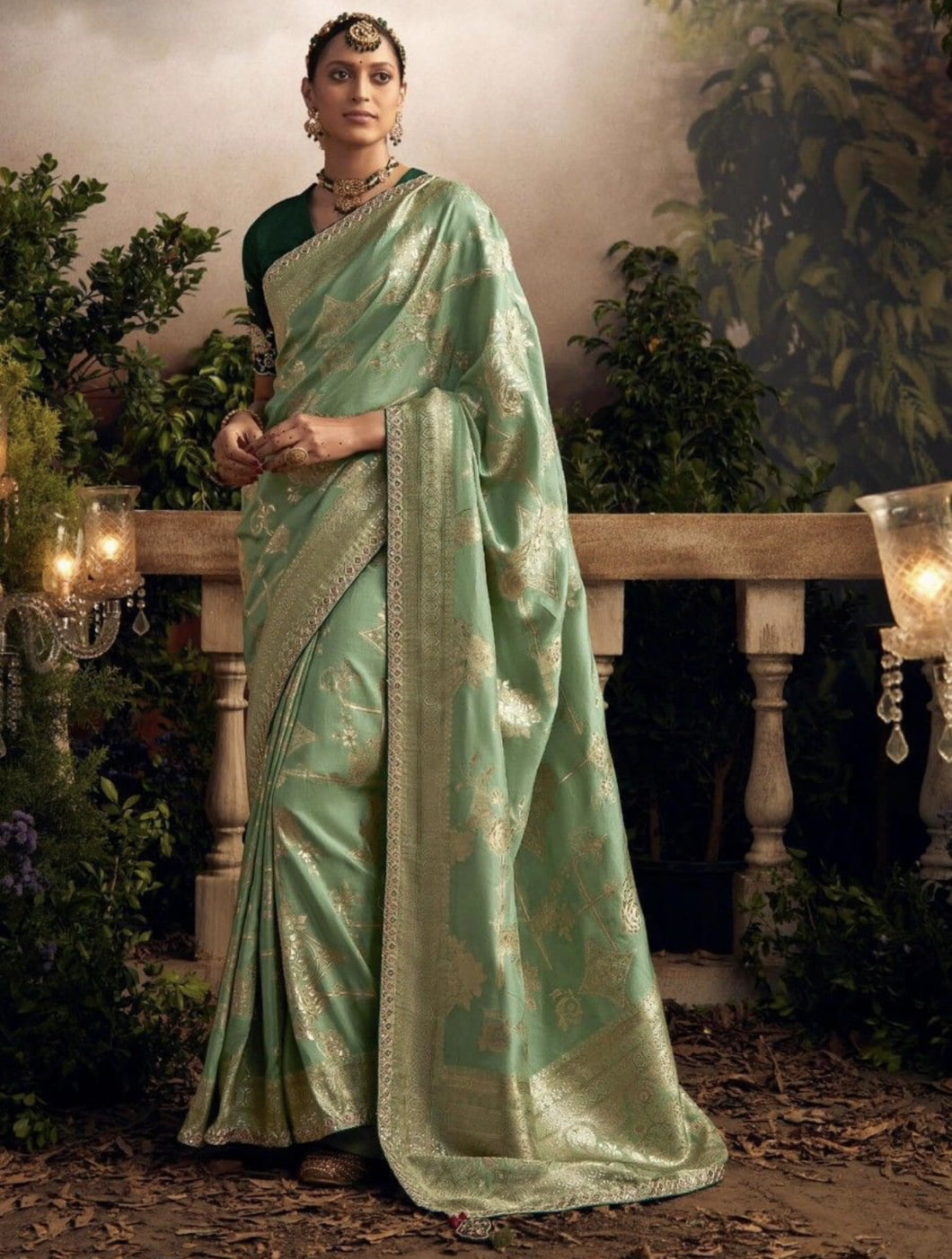 Light green shop wedding saree