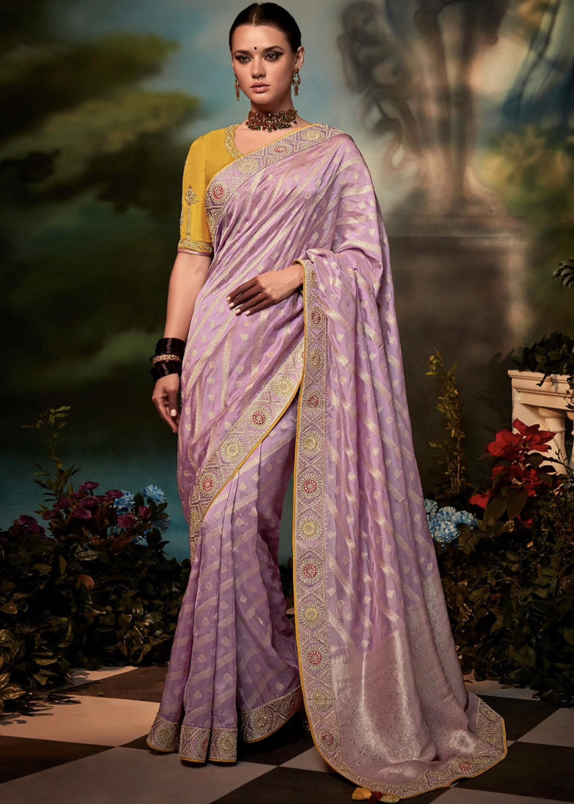 Lilac Woven Silk Wedding Saree - Sarees Designer Collection