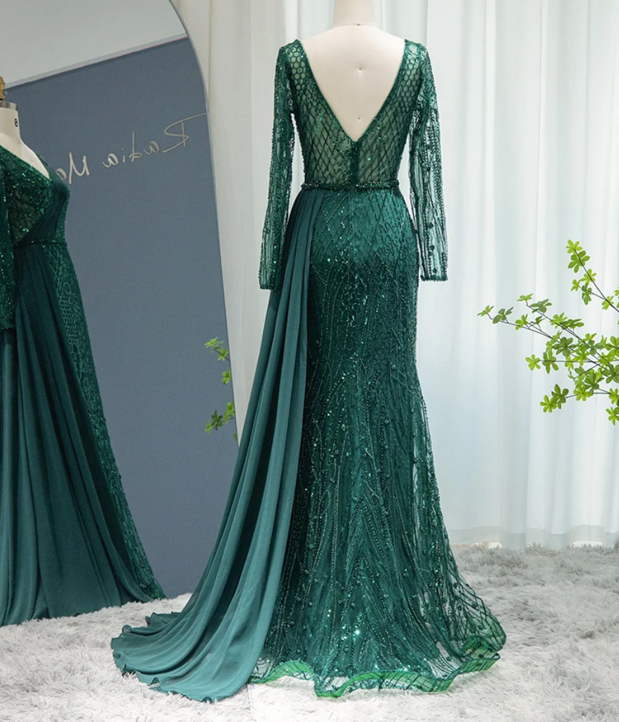 Long sleeve allover sequin clearance mermaid gown